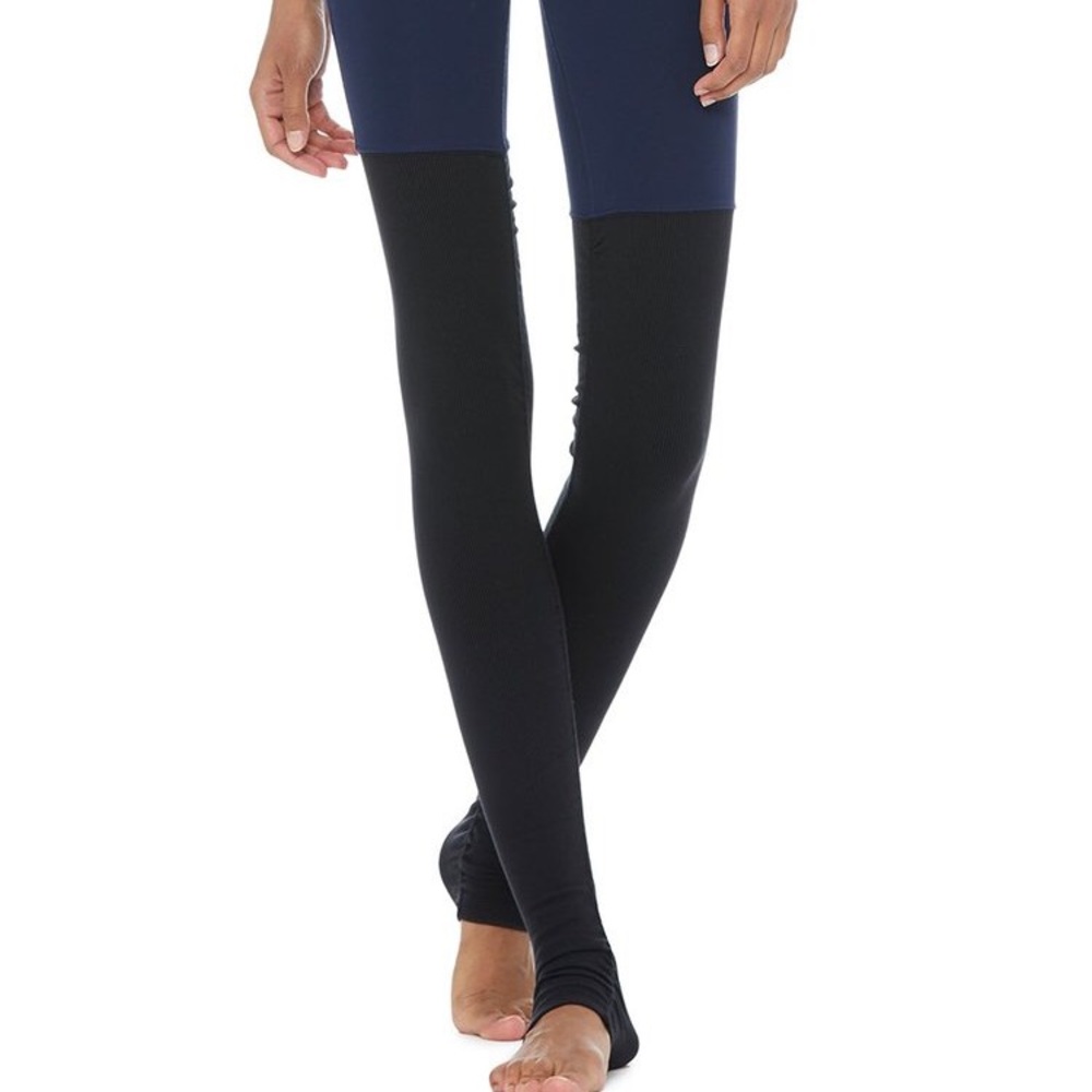 Alo navy and black goddess high waisted leggings